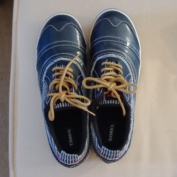 Sorel Tivoli Oxfords Navy Blue Waterproof Duck Shoes  Size 9.5 Like New - Picture 1 of 8